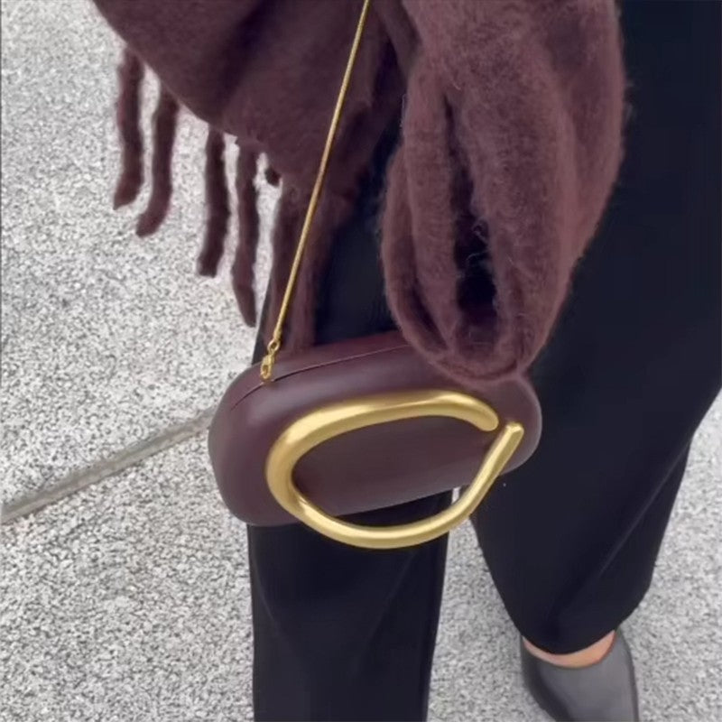 Brand Z Clutch Bag Metal Handle Design Luxury Evening Lipstick Bag Round Box Chain Bag Elegant Woman Shoulder Messenger Bags