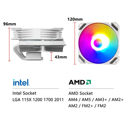 CPU Radiator Fan Low Profile Cooler Pwm 4pin 120mm LGA 1150 1151 1155 1156 1200 1700 2011 V3 X79 X99 AM3 AM4 Ultra Slim RGB ARGB