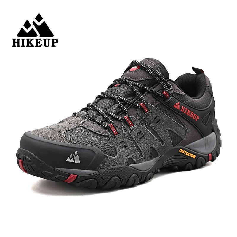 HIKEUP Tênis Masculino de Caminhada em Couro Camurça, Calçados Outdoor Resistentes ao Desgaste Masculinos para Trekking, Caminhada, Caça e Tênis Táticos