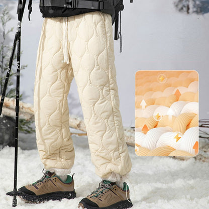 Calça de Neve Masculina, Marca de Moda, Grossa, À Prova de Vento, Quente, Veludo de Cordeiro, Calça Feminina Casual, À Prova de Frio, Acolchoada com Algodão e Penugem