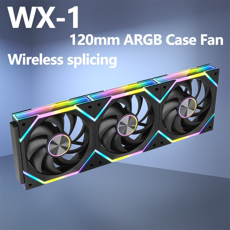 ICE Whale WX-1 Wireless Splicing PC Case Fan 120mm ARGB Mirror Cycle Effect 800-2000RPM 360mm Water-cooled Radiator Cooling Fan