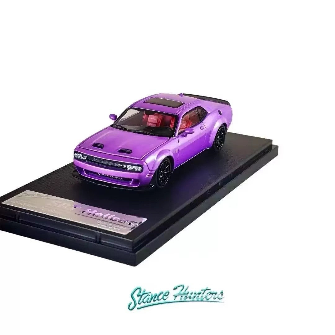 Novo Dodge Challenger Srt Hellcat Carro De Brinquedo Miniatura 1:64 Simulação Liga Abre Capô Presente Para Crianças