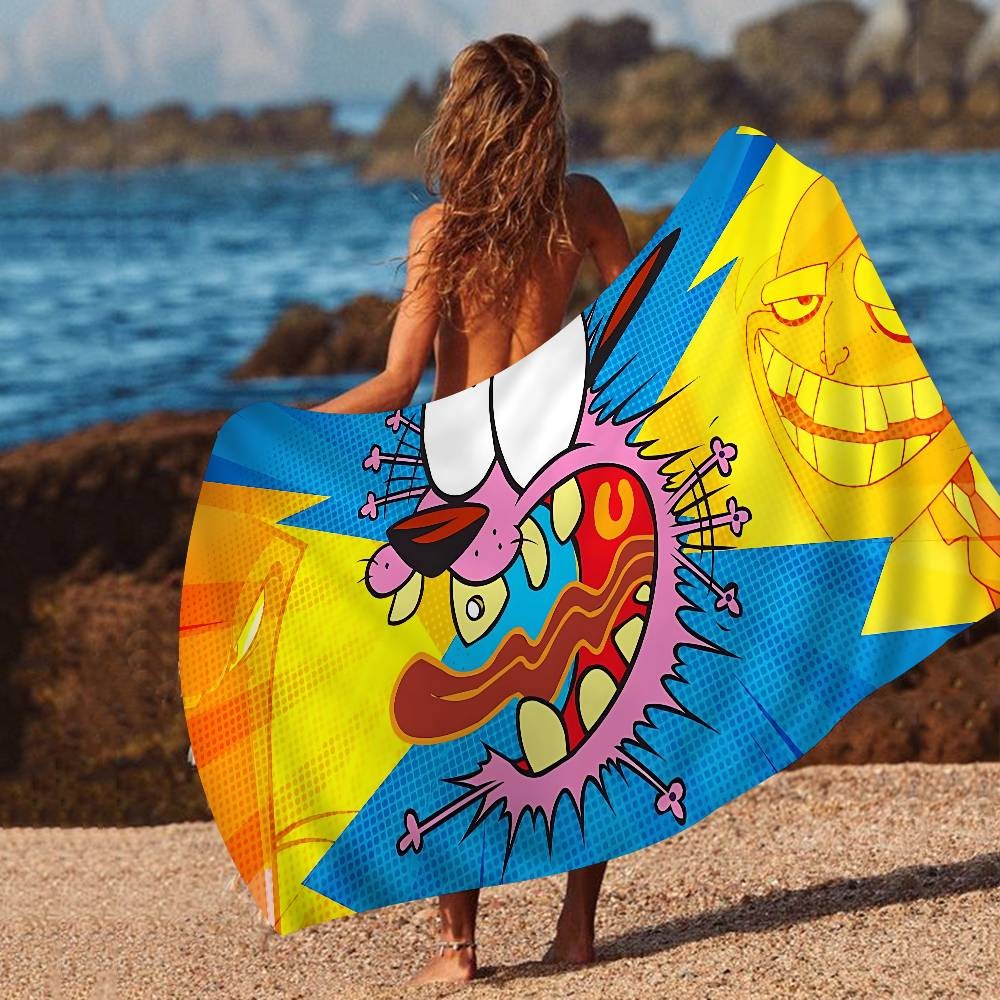 Cartoon C-Courage C-Cowardly Dog Bath Towel Microfiber Soft Absorbing Breathable For Girl Kids Decorative Cartoon Beach Towel