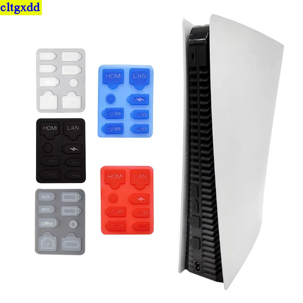 Cltgxdd 1 set dustproof plug protective cover silicone shell dustproof USB port dustproof kit for PS5 ultra-thin console