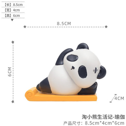 Estatuetas de panda de desenho animado para a mesa da sala de estar decorações fofas para casa artesanato em resina presentes criativos para alívio do estresse no escritório