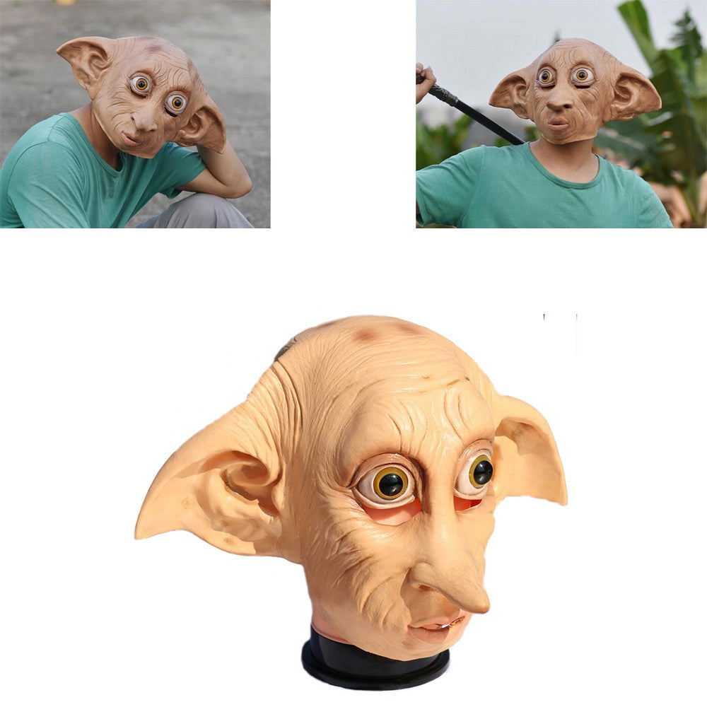 Cosplay Movie Character Big Ear Long Nose Dobby Elf Head Funny Halloween Mask Full Face Head Cover Carnival Party Costume Prop
