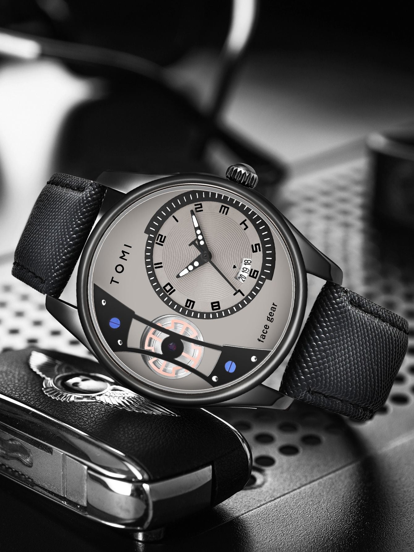 TOMI Set Gift Box for Men's Minimalist Business Quartz Watch Luxury Versatile Double Strap Detachable Watch Festival Gift