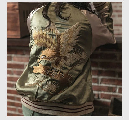 Non Stock Suka Reversible Souvenir Jacket Embroidered Sukajan Baseball Outerwear