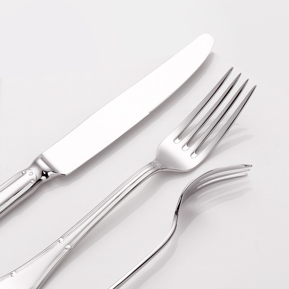 Conjunto de Talheres de 24 Peças para 6 Pessoas Aço Inoxidável 18/10 Prateado Polido para Inauguração de Casa Restaurante Festa de Casamento