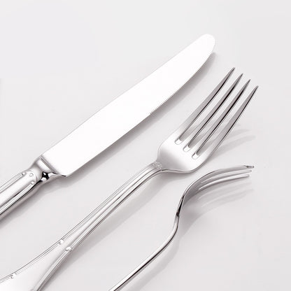 Conjunto de Talheres de 24 Peças para 6 Pessoas Aço Inoxidável 18/10 Prateado Polido para Inauguração de Casa Restaurante Festa de Casamento