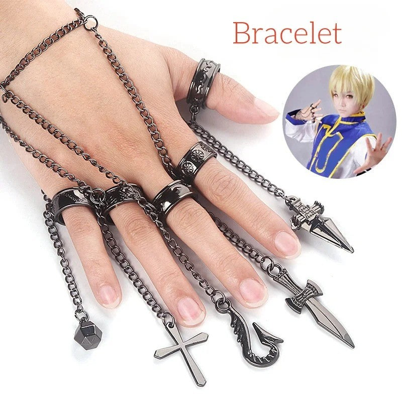 Anime Manga Hunter X Hunter Kurapika Cosplay Costume Wig Fingers Rings Chain Earrings Anime Uniforms Halloween Party Outfits