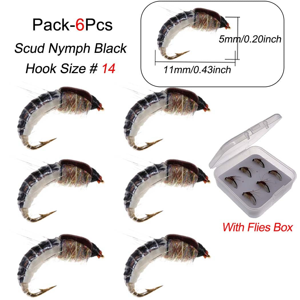 Iscas de Pesca-6/9 Peças/Caixa Ninfa Realista Isca de Camarão para Pesca de Truta Isca Artificial