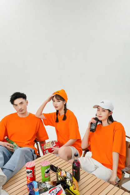 Cotton heavy-duty men's and women's T-shirts, summer breathable short sleeves, customized printing, logo embroidery