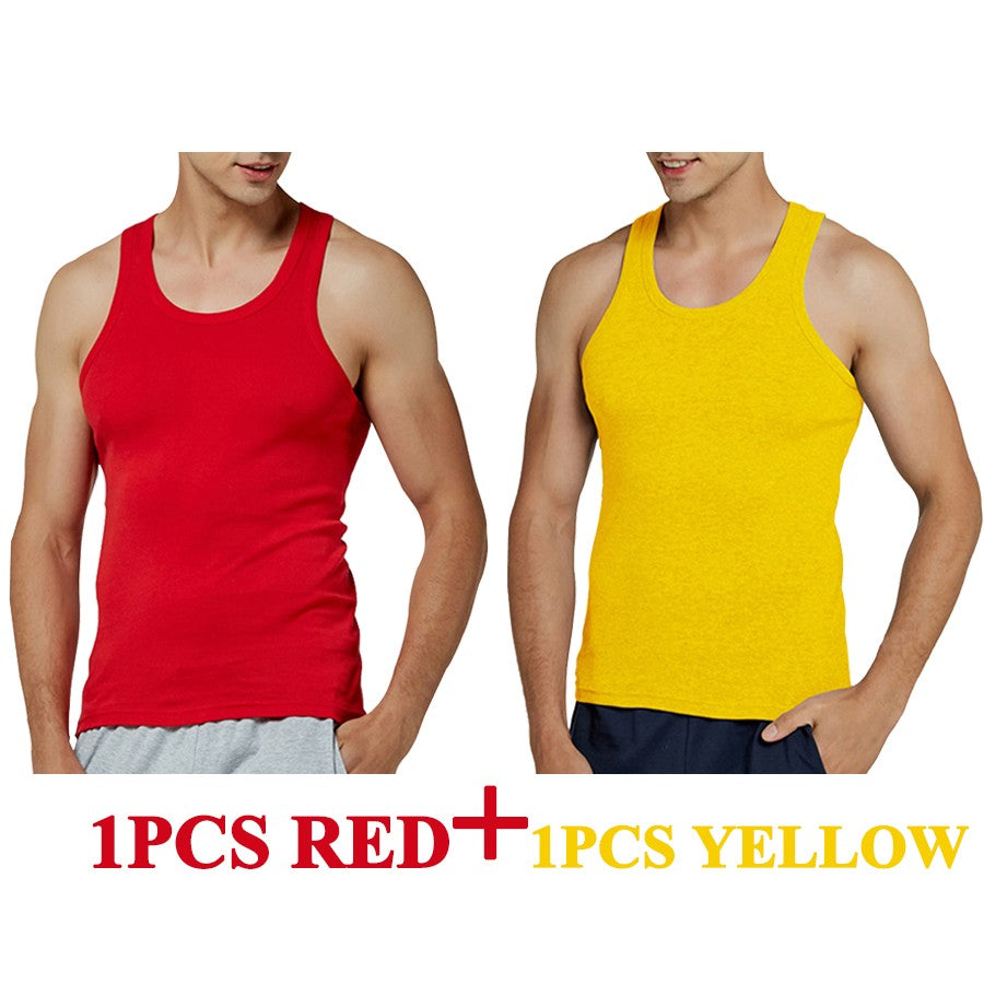 Tank Tops Men New 100% Cotton Solid Vest Mens Slim Casual Breathable Sleeveless