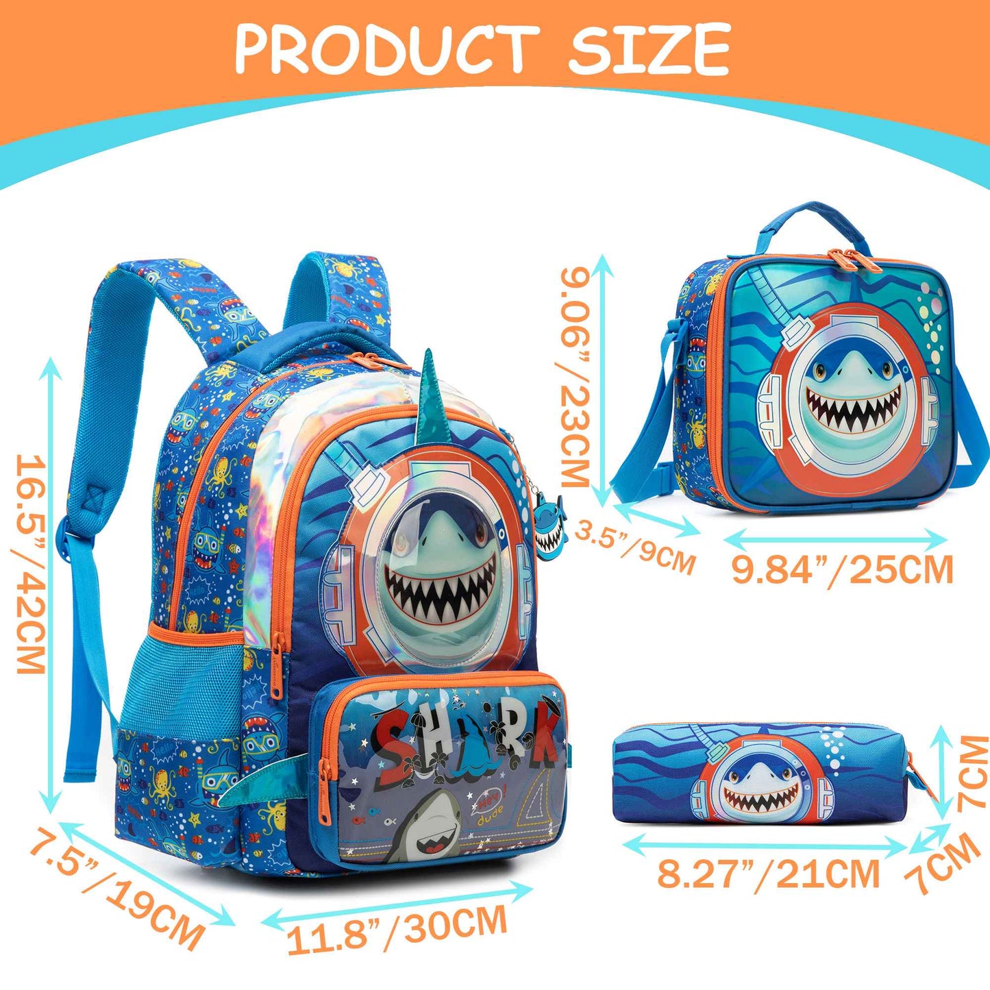 Backpack Sets with Lunch Bag for Boys 6-12 School Bags and Lunch Box for Kids 3pcs Elementary Students Teens