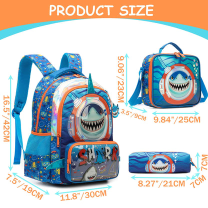 Backpack Sets with Lunch Bag for Boys 6-12 School Bags and Lunch Box for Kids 3pcs Elementary Students Teens