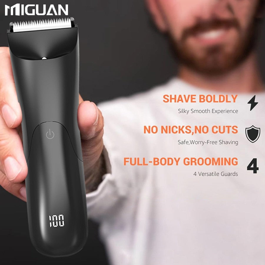 Men's body trimmer, electric shaver, electric inguinal and hair trimmer, ceramic blade male hygiene shaver trimmer