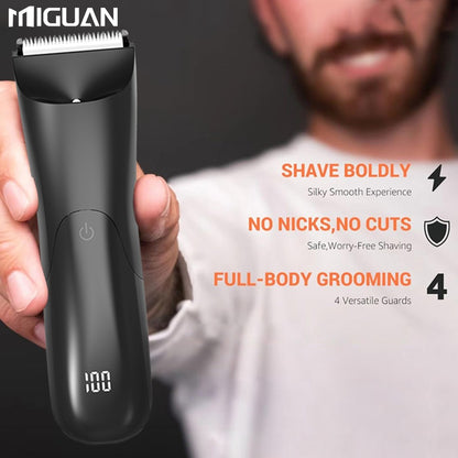 Men's body trimmer, electric shaver, electric inguinal and hair trimmer, ceramic blade male hygiene shaver trimmer