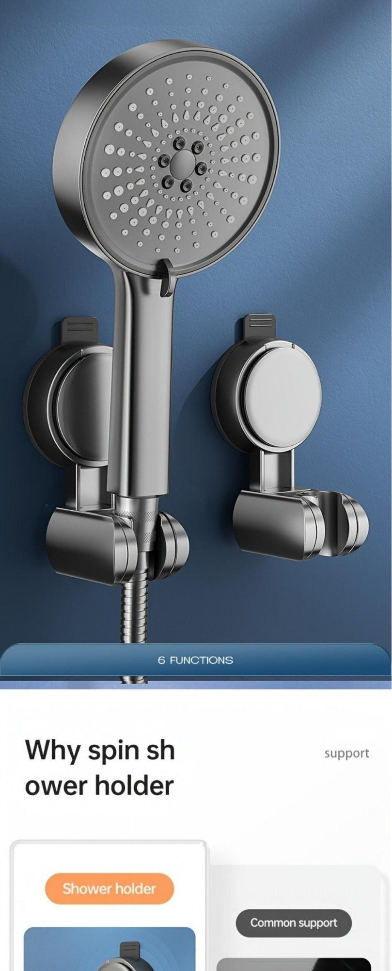 1-4PCS Suction Cup Shower Head Holder ABS Adjustable Strong Adhesive Universal Shower Head Support Reusable No Trace Waterproof