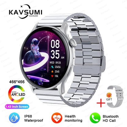 Smartwatch Feminino 2025 NFC Amoled HD GPS Monitor Cardíaco Bluetooth Ligações à Prova D'Água Para Mulheres Presente