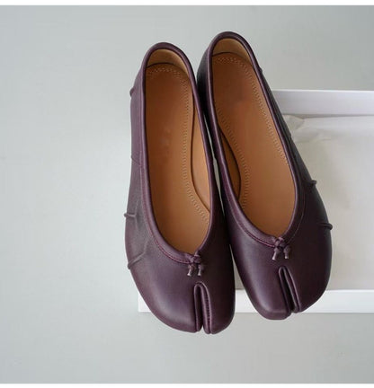 Fashion Soft Leather Split Toe Women Tabi Ballet Flats Spring Autumn Comfortable Walking Lazy Loafers Casual Girls Dance Shoes