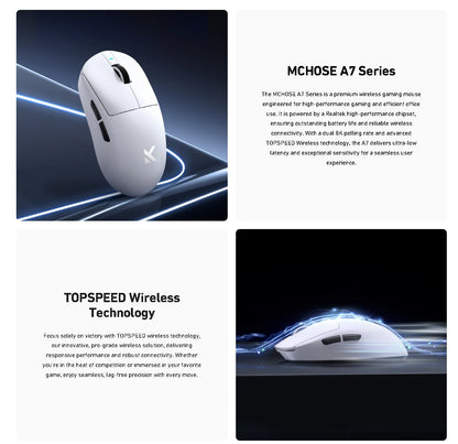 MCHOSE A7 Ultra Mouse Gamer Sem Fio Sensor de Alta Precisão Pixart3950 Design Leve Taxa de Polling de 8000Hz Chip Principal Realtek