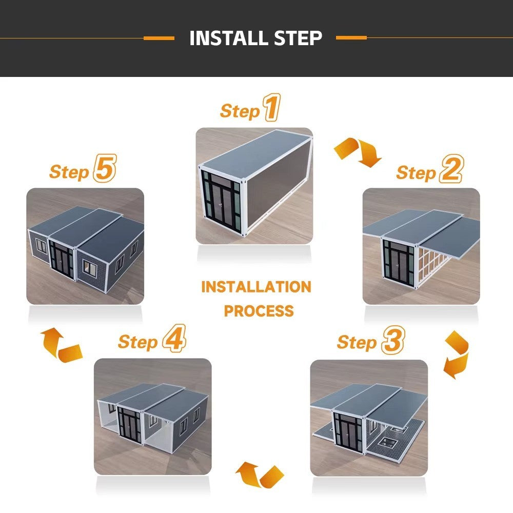Prefab Tiny Home for Sale 20ft Expandable Container House 2 Bedrooms Kitchen and Bathroom Tiny House To Live in For Adults