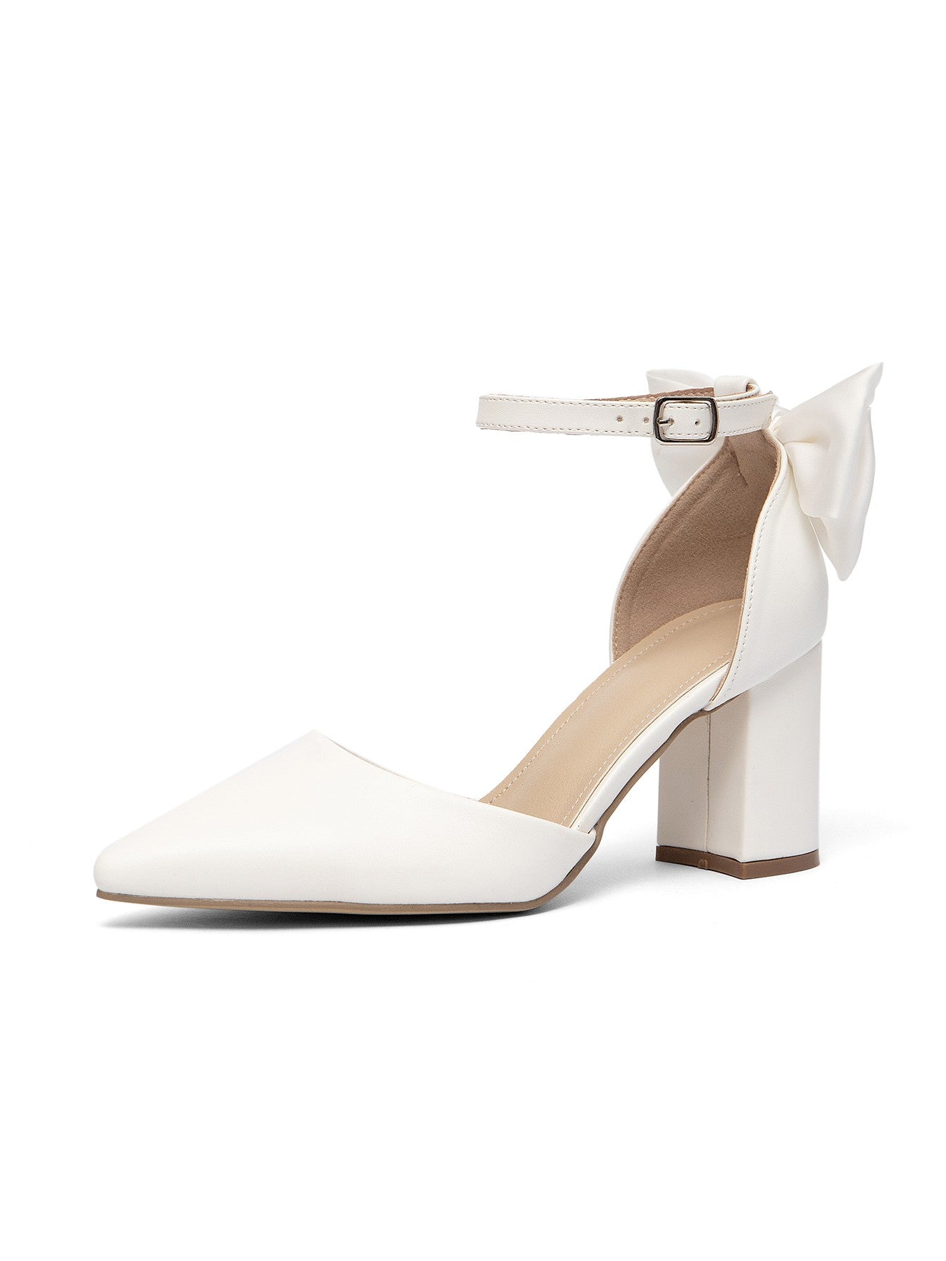 Women's Fashion New Shoes White Soft Leather High Heels Cute Bow Elegant Sexy Wedding Banquet Party Toe Hollow Pointed Shoes Super High Heels