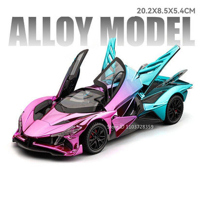 1:24 Apollo EVO Miniatura Carro Esportivo de Brinquedo Liga Fundido Som Luz Portas Abertas Fricção Supercarro Presentes para Crianças