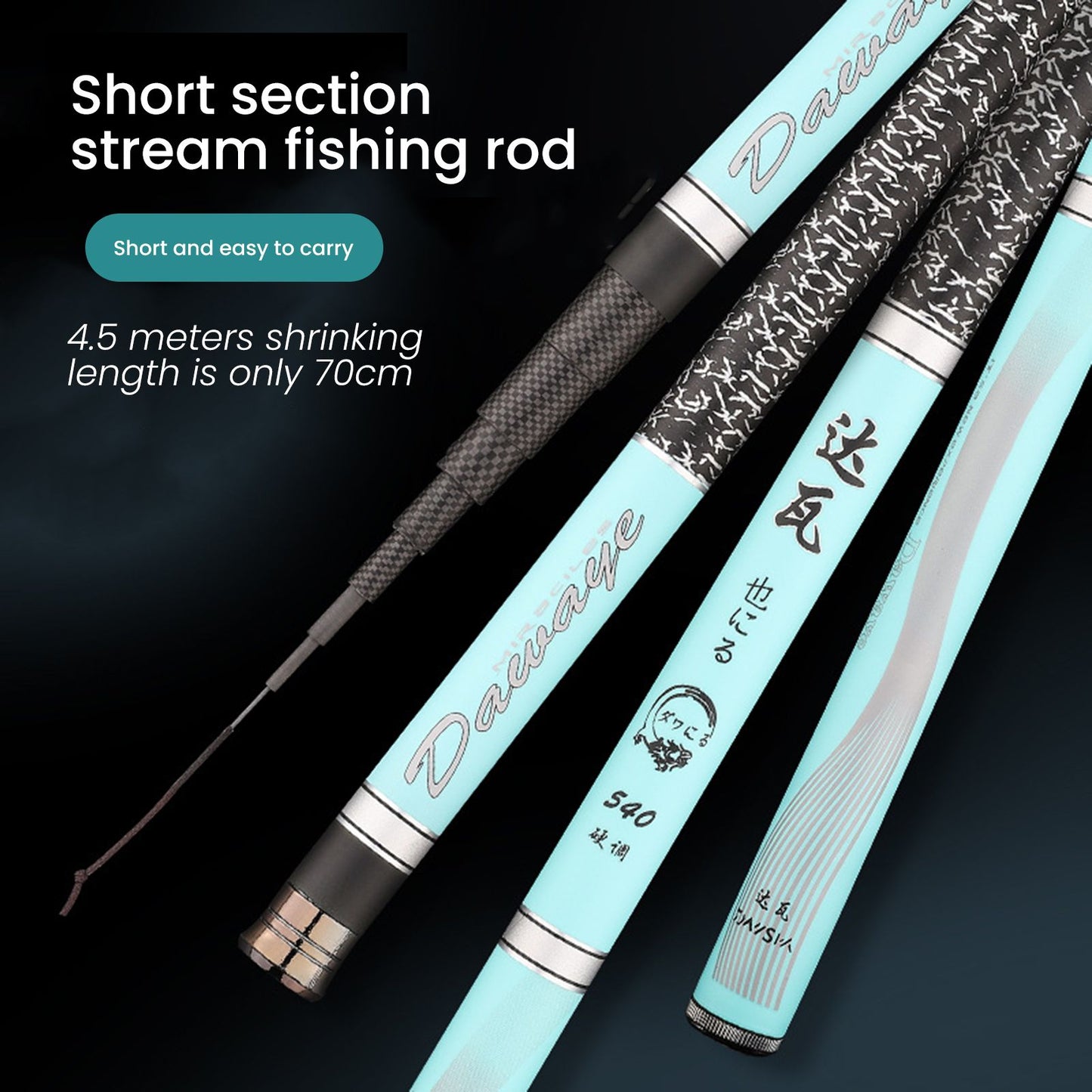 Varas de Pesca Carbon Stream com Corpo Leve para Uso em Acampamento ao Ar Livre