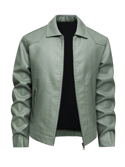 Men's Large Leather Jacket Fashion Collar PU Leather Motorcycle Slimming Cycling Coat New Men Waterproof Leather Jacket