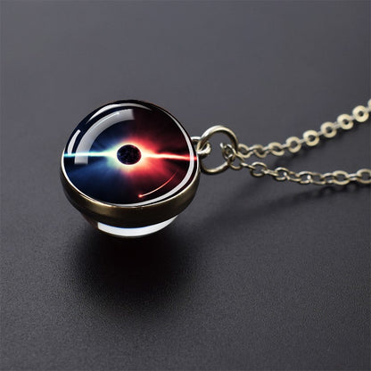 Colares Aurora Yin Yang Fênix de Gelo e Fogo Pingente de Bola de Vidro Dupla Face Colar de Correntes da Moda Joias Legais Feminino Masculino