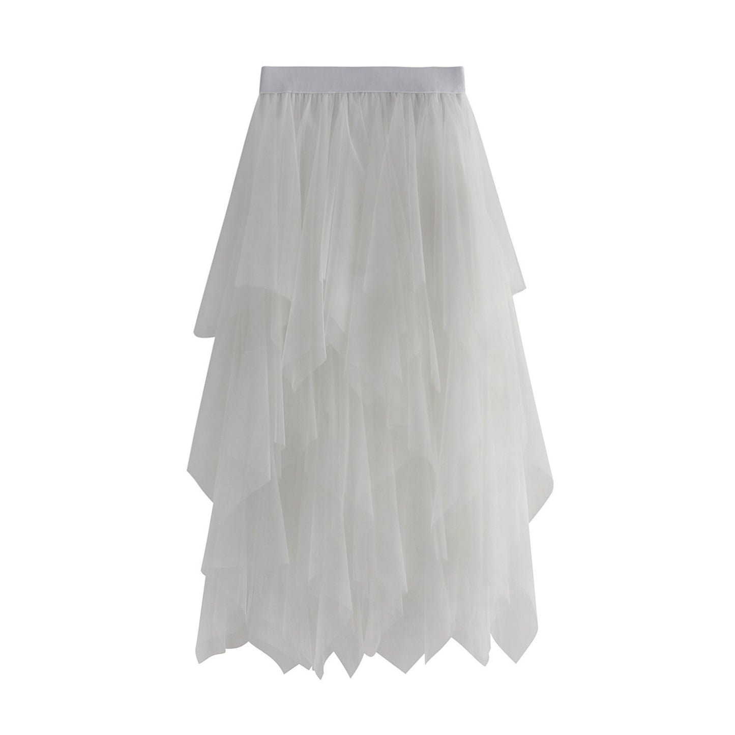 New Fairycore Lady ´s Fashionable Sexy Solid Color Mesh Skirt, Irregular Elastic Tulle Bubble Skirt, Daily Life and Vacation