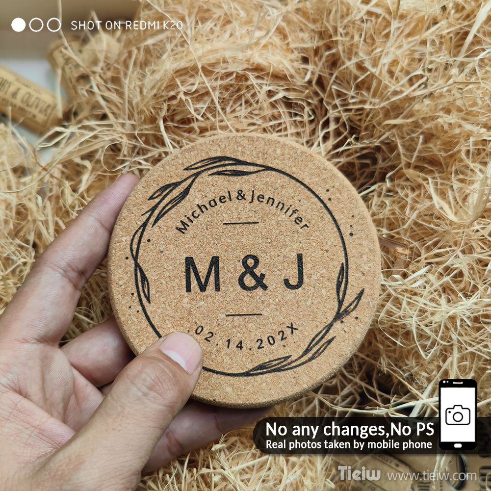 30pcs Personalized Cork Coasters-Tieiw Design-Wedding Favor for Guests Party Bridal Shower Corporate Engraved Coaster Gifts Bulk