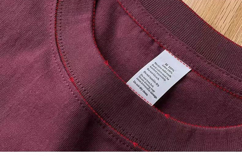 Cotton Solid Color Long-sleeved T-shirt Spring Autumn O-neck Bottoming Tops Men Women Purple Heavy Casual T-shirts for Couples