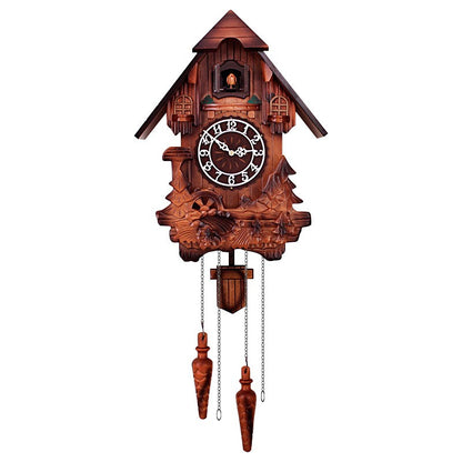 Wall Clock Hand Carved Solid Wood Cuckoo Musical Pendulum Silent Kids Room Home Decor Living Room Bedroom Clock Modern Design