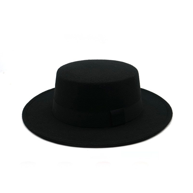 Winter Autumn Fashion Women Men Unisex Wide Brim Panama Hat Autumn Winter Gentleman Elegant Jazz Church Cap Beige Black Red