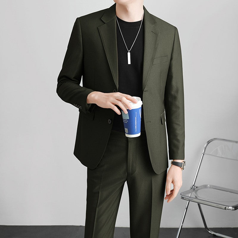 Autumn Men's Clothing Light Luxury Business Leisure Suit Jacket Set Streetwear Elegant Korean Popular Clothes Slim Pants Suit