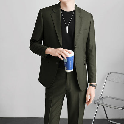 Autumn Men's Clothing Light Luxury Business Leisure Suit Jacket Set Streetwear Elegant Korean Popular Clothes Slim Pants Suit