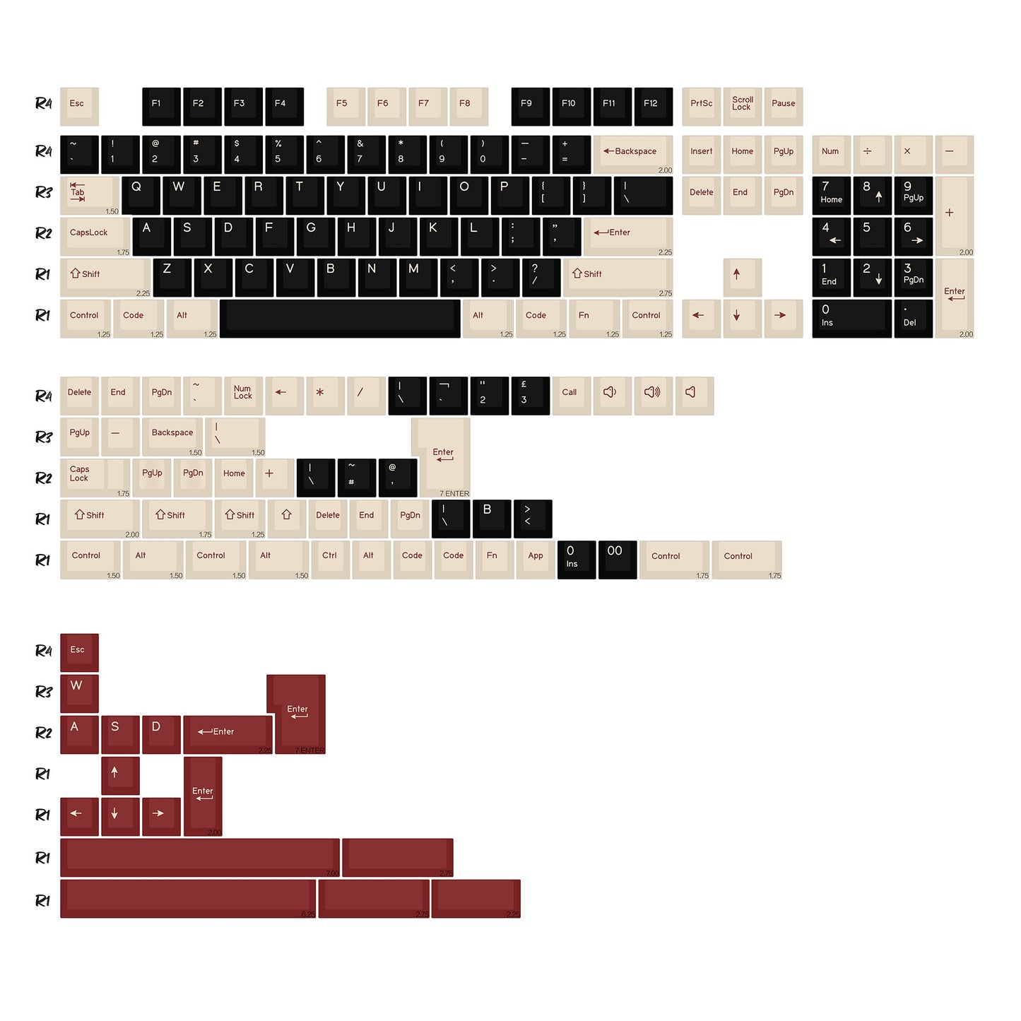 KBDiy GMK Jamon Keycap Red Retro PBT ISO Double Shot Cherry Profile Keycaps For MX Switches 60 Mechanical Keyboard Gamer Key Cap