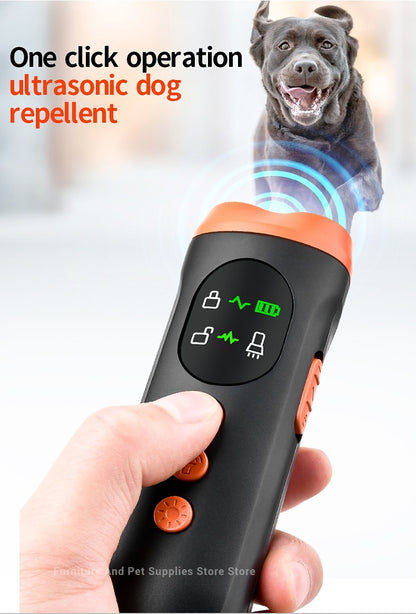 Novo repelente portátil para cães ao ar livre, repelente inteligente de alta potência para gatos, repelente ultrassônico anti latido para cães com lanterna