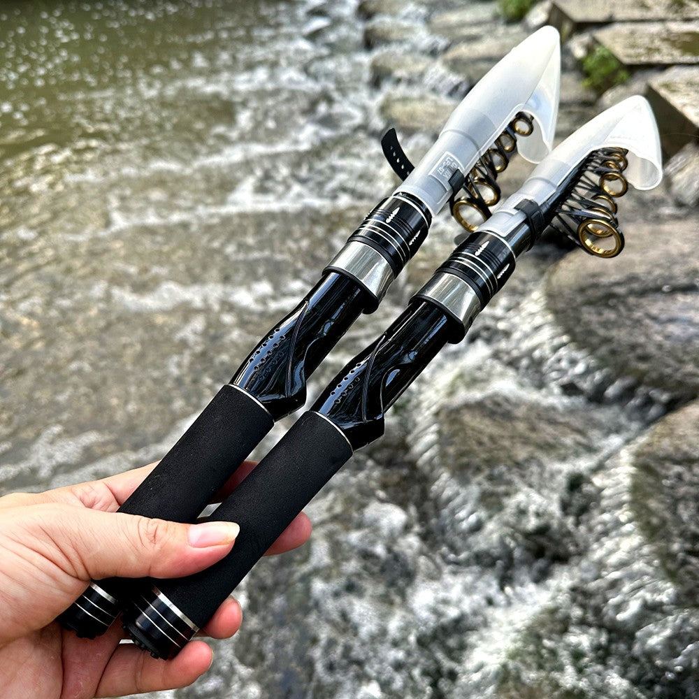 Portable Mini Sea Rod 33cm Closed Length Carbon Fiber Spinning Rod Travel Fishing Pole Rock Rod