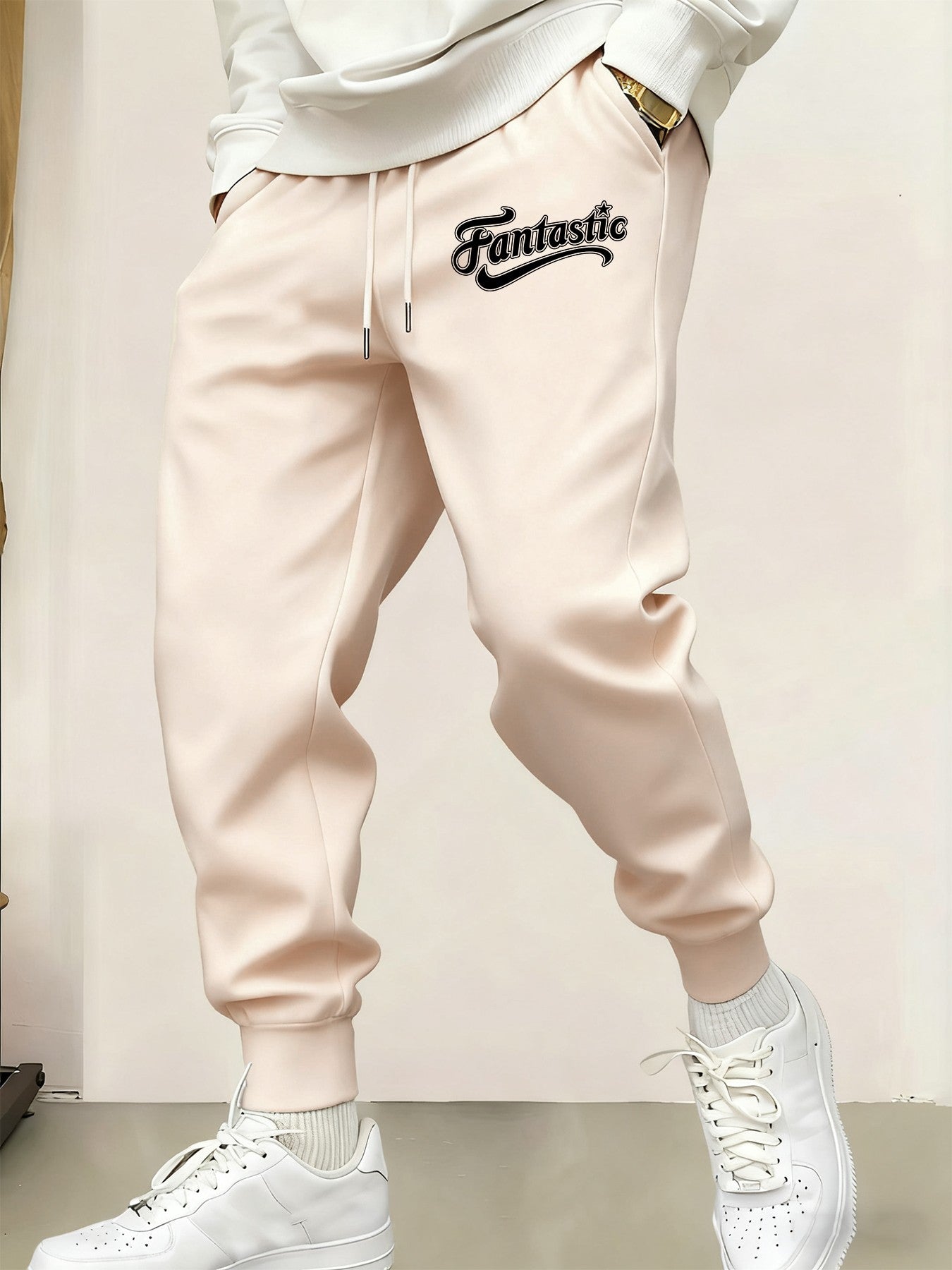 Calça de Moletom Masculina Estampada Fantástica Quente Confortável Y2K Calça de Moletom de Cintura Elástica Versátil Calças da Moda
