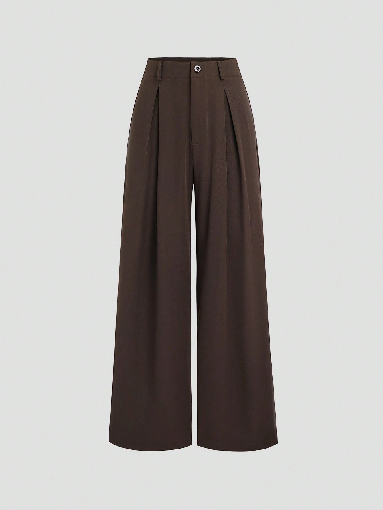 Women's Elegant Jacquard Pleating Wide-Leg Pants Office/Commuting Solid Color Loose Casual Suit Pants, Autumn/Winter