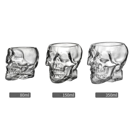 Caneca de Cerveja Rosto de Caveira 80/150/350 ML, Copos de Caveira, Copo para Coquetel, Copo de Vidro para Beber, Artigos de Vidro Engraçados para Entretenimento, Decoração de Halloween