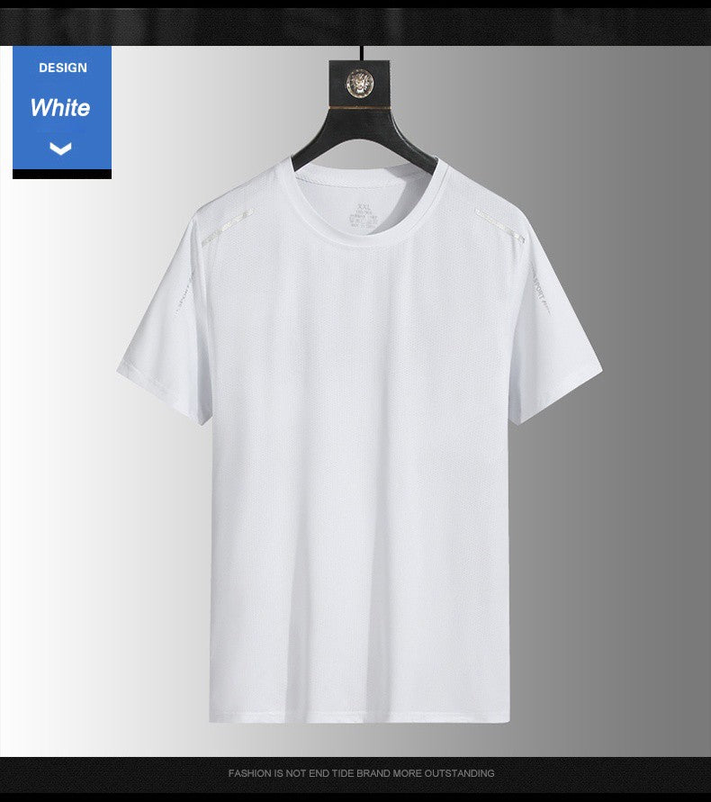 Running T-shirt Reflective Short Sleeve Ice Silk Quick Drying Summer Thin Breathable Fitness Tees Shirt Sportswear Sportsshirt