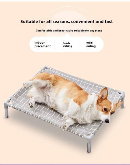Cama Elevada para Pet de Aço Inoxidável - Estilo Militar para Todas as Estações Removível Lavável à Prova de Umidade para Cães e Gatos Pequenos