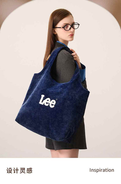 LEE Large Size Canvas Corduroy Women Travel Tote Bag Classic Simple Style Lady Daily Handbag Big Shopping Bags Back To School
