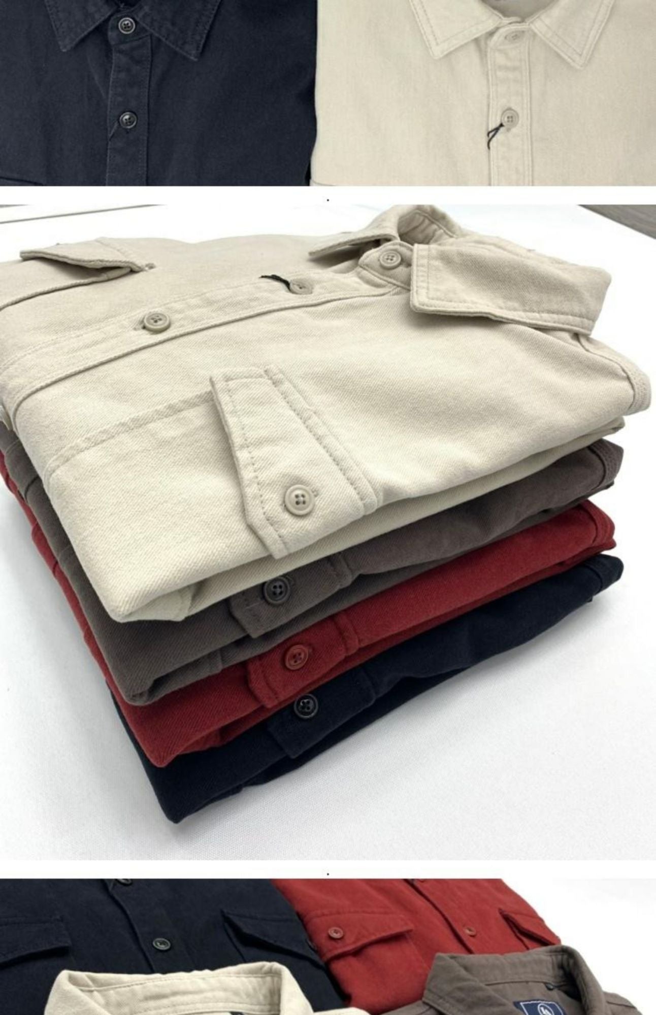 May Khaki heavy cargo double-pocket shirt men's cotton wash wool long-sleeved Japanese vintage loose coat