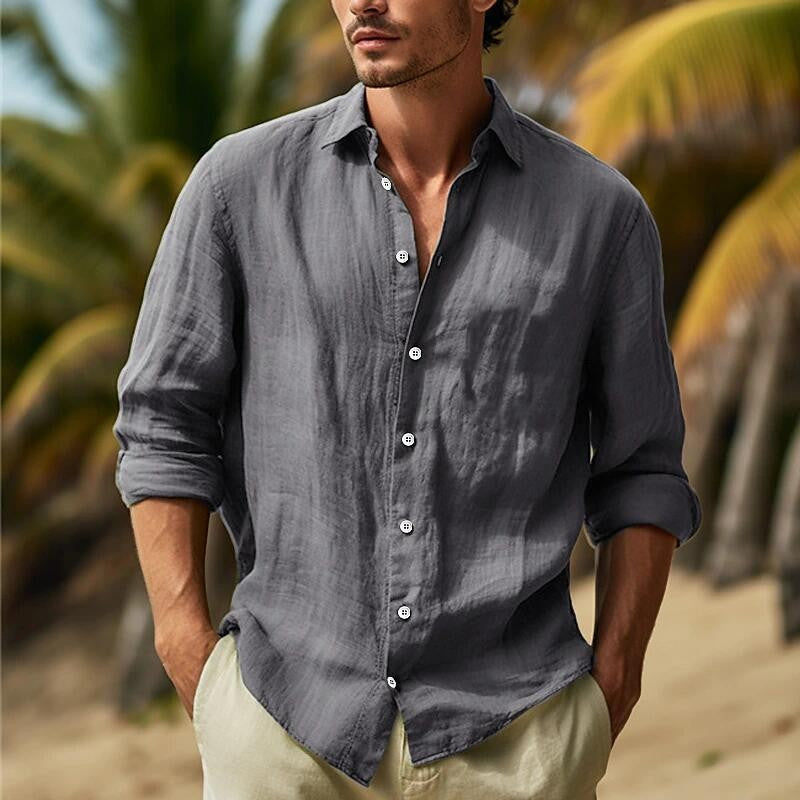 Men's Independent Station Four Seasons Large Size Loose Patchwork Shirt Casual Solid Color Daily Clothing Beach Dinner Cardigan